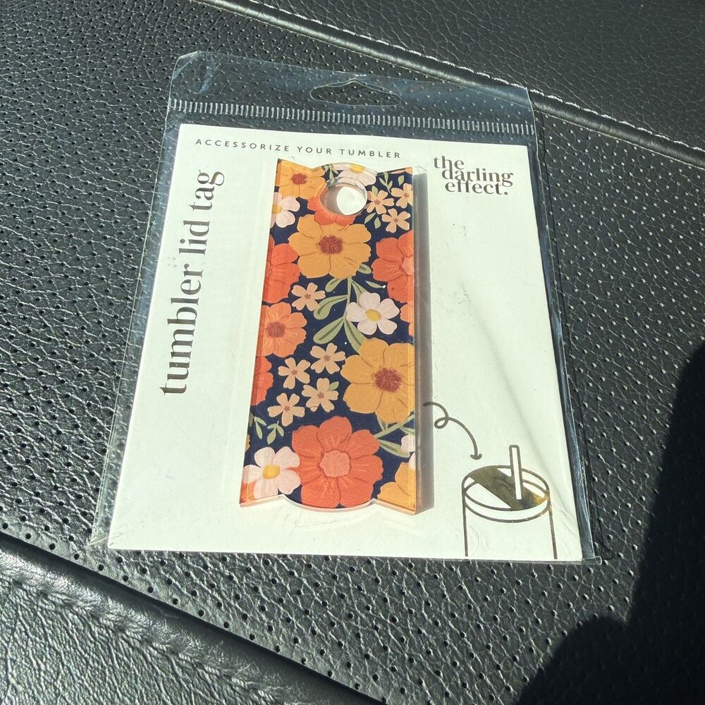 Tumbler Lid Tag navy floral